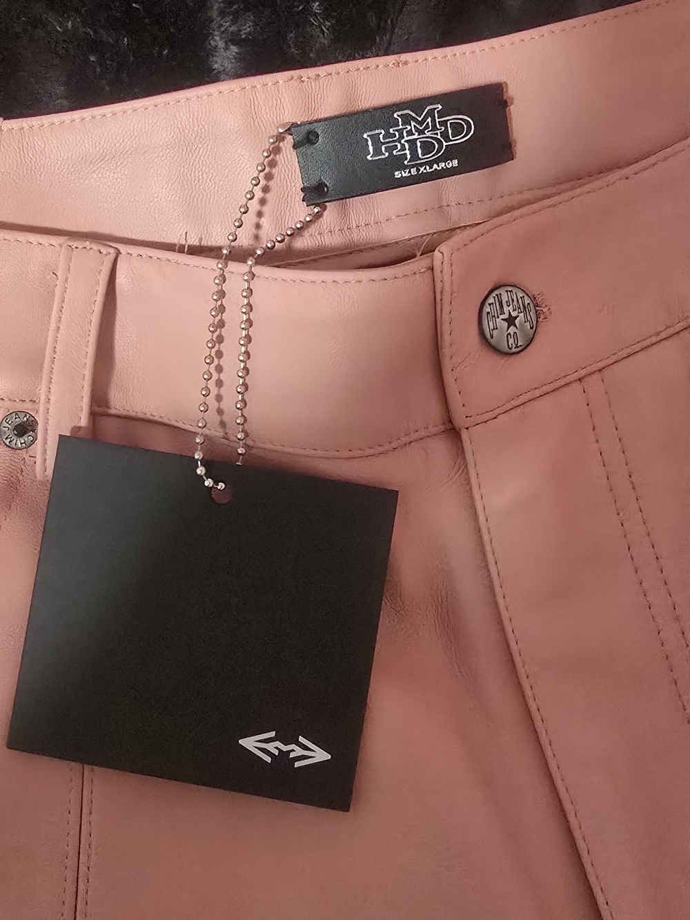 H&M Mens Lamb Pink High-Rise Leather-Look Shorts